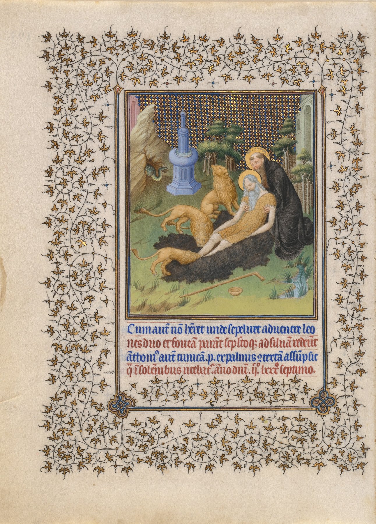 Lions Help Saint Anthony Bury Saint Paul — The Limbourg Brothers