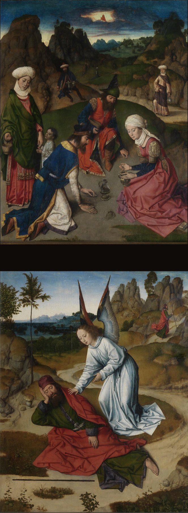 Altarpiece of the Holy Sacrament - The Gathering of the Manna; Elijah in the Desert (right wing) — Dieric Bouts
