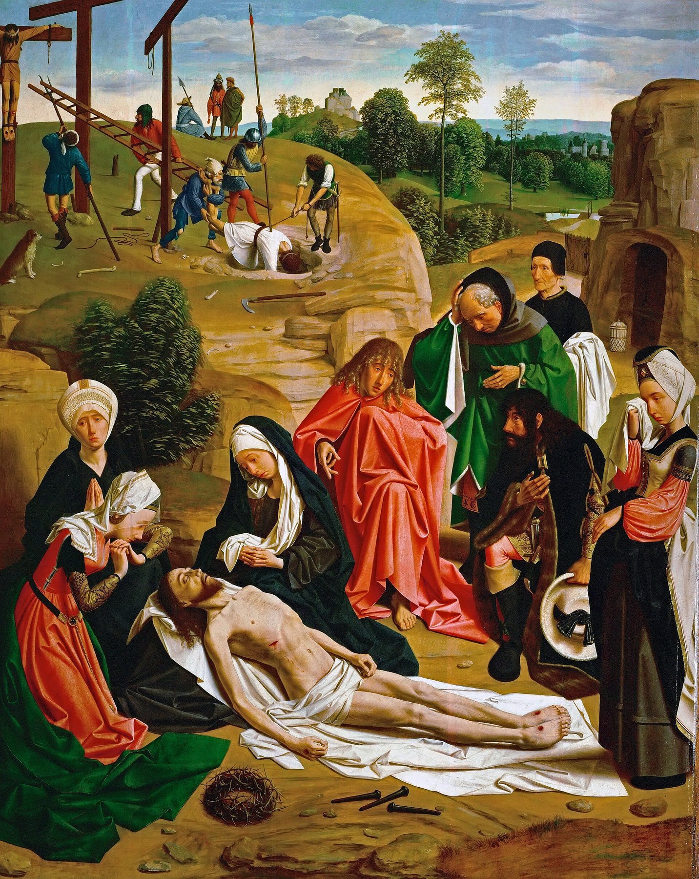 Lamentation of Christ (Beweinung Christi) by Geertgen tot Sint Jans, ab 1484, Kunsthistorisches Museum, Gemäldegalerie