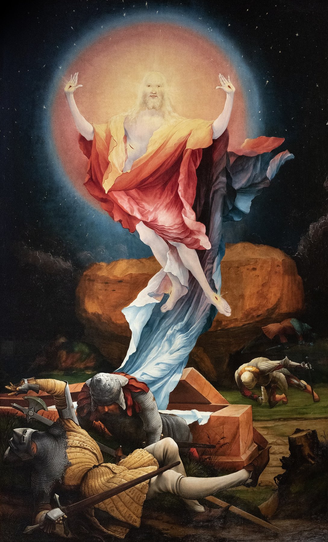 The Isenheim Altarpiece — Resurrection (first opening, right wing) — Mathis Gothart Nithart (Grünewald)