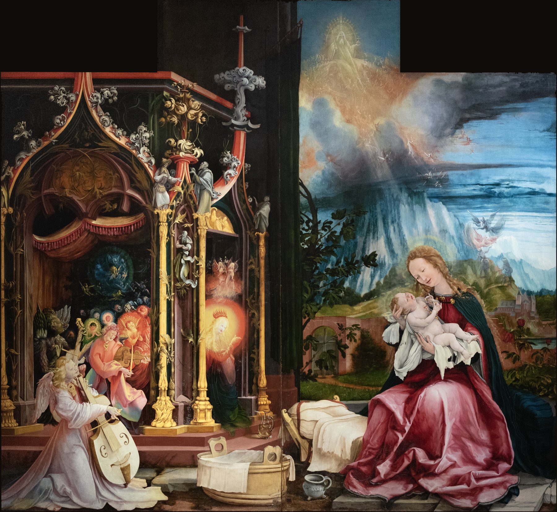 The Isenheim Altarpiece — The Concert of Angels and the Nativity — Mathis Gothart Nithart (Grünewald)