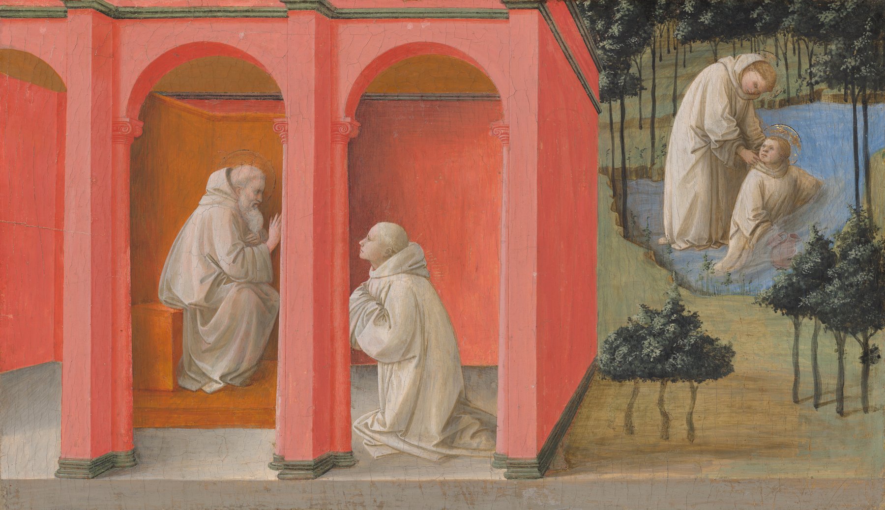 Saint Benedict Orders Saint Maurus to the Rescue of Saint Placidus — Fra Filippo Lippi