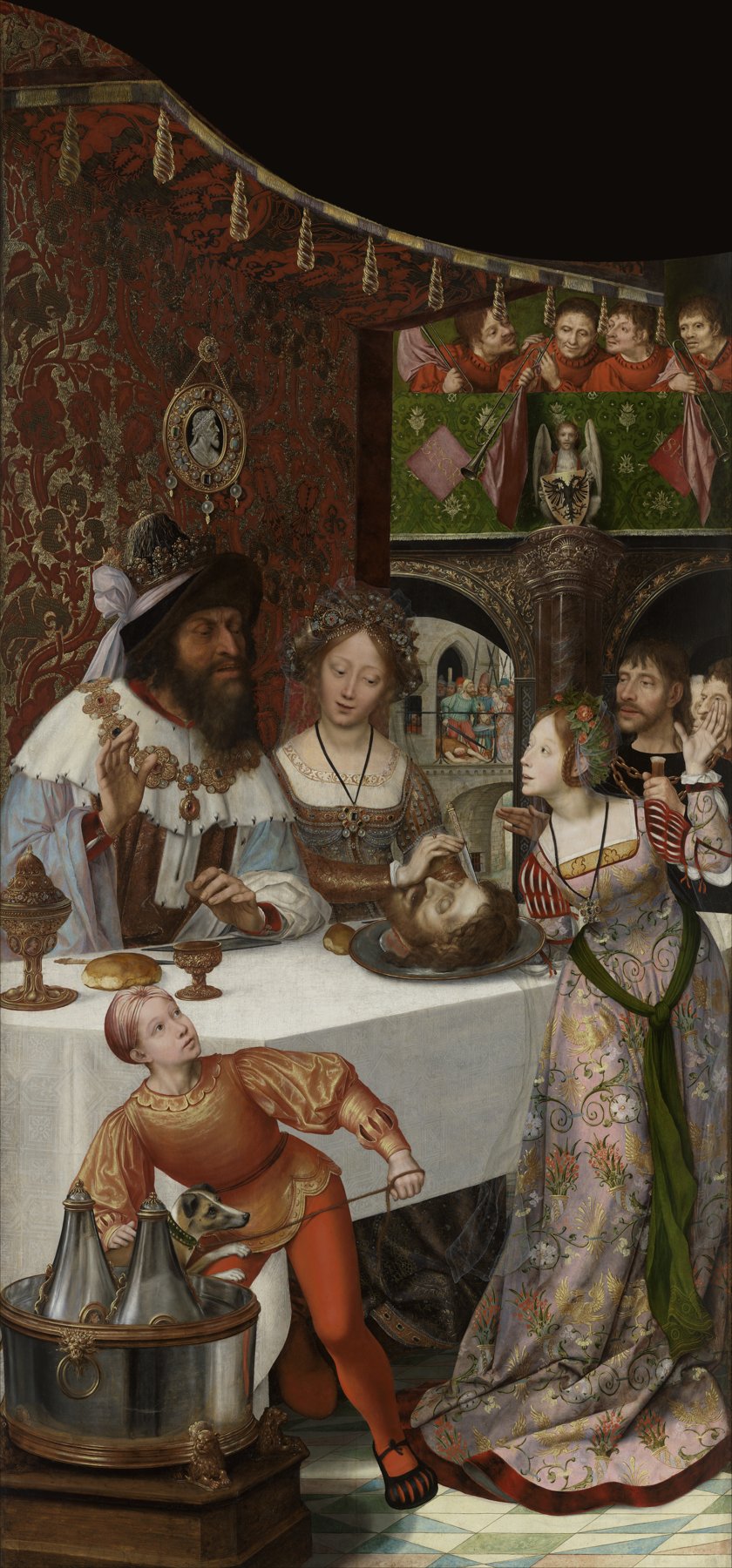 Altarpiece of the Joiners' Guild — Beheading of John the Baptist (left wing) — Quinten Massys