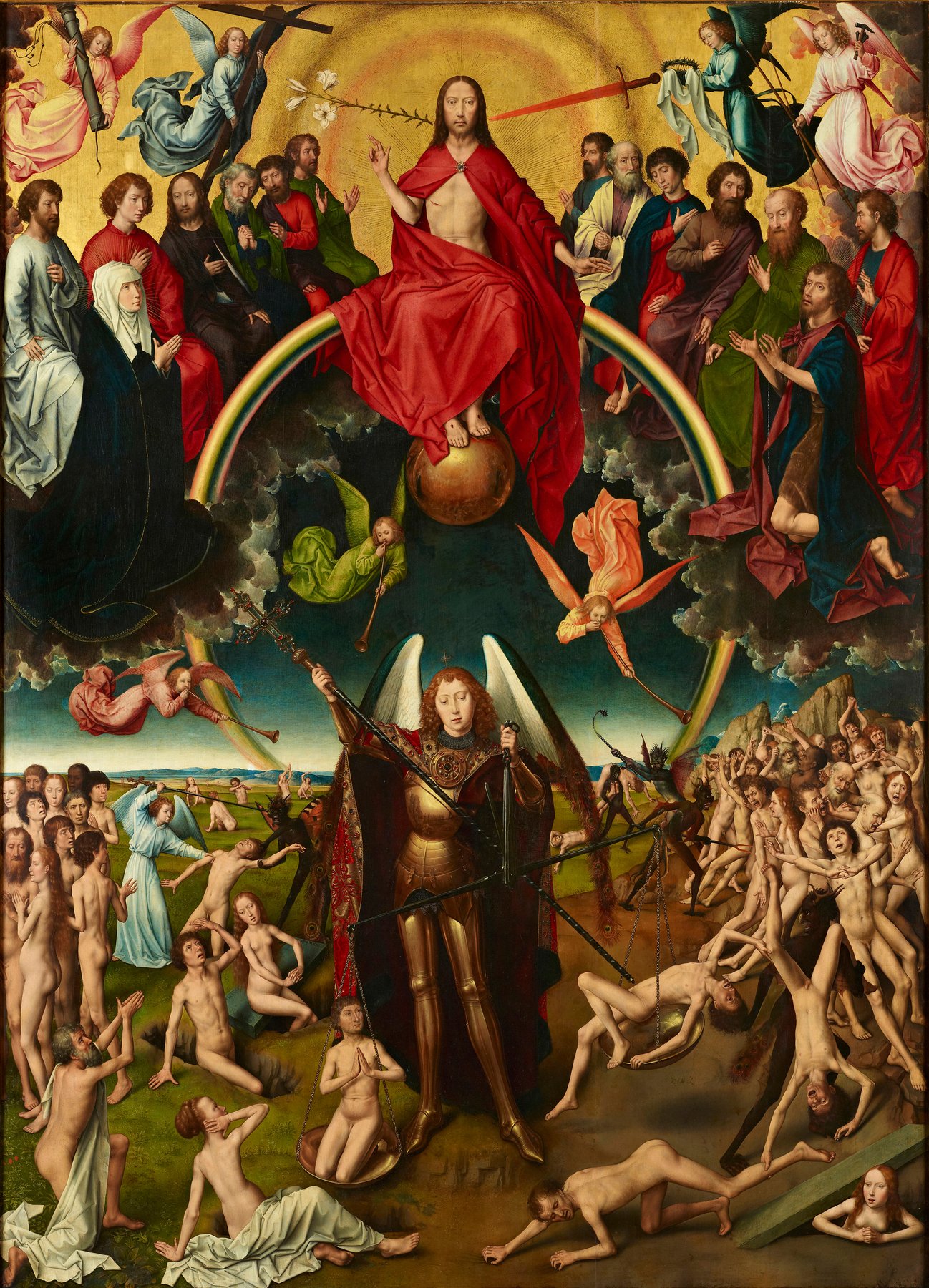 The Last Judgment - Christ in Judgment, Saint Michael Weighing Souls (centre) — Hans Memling