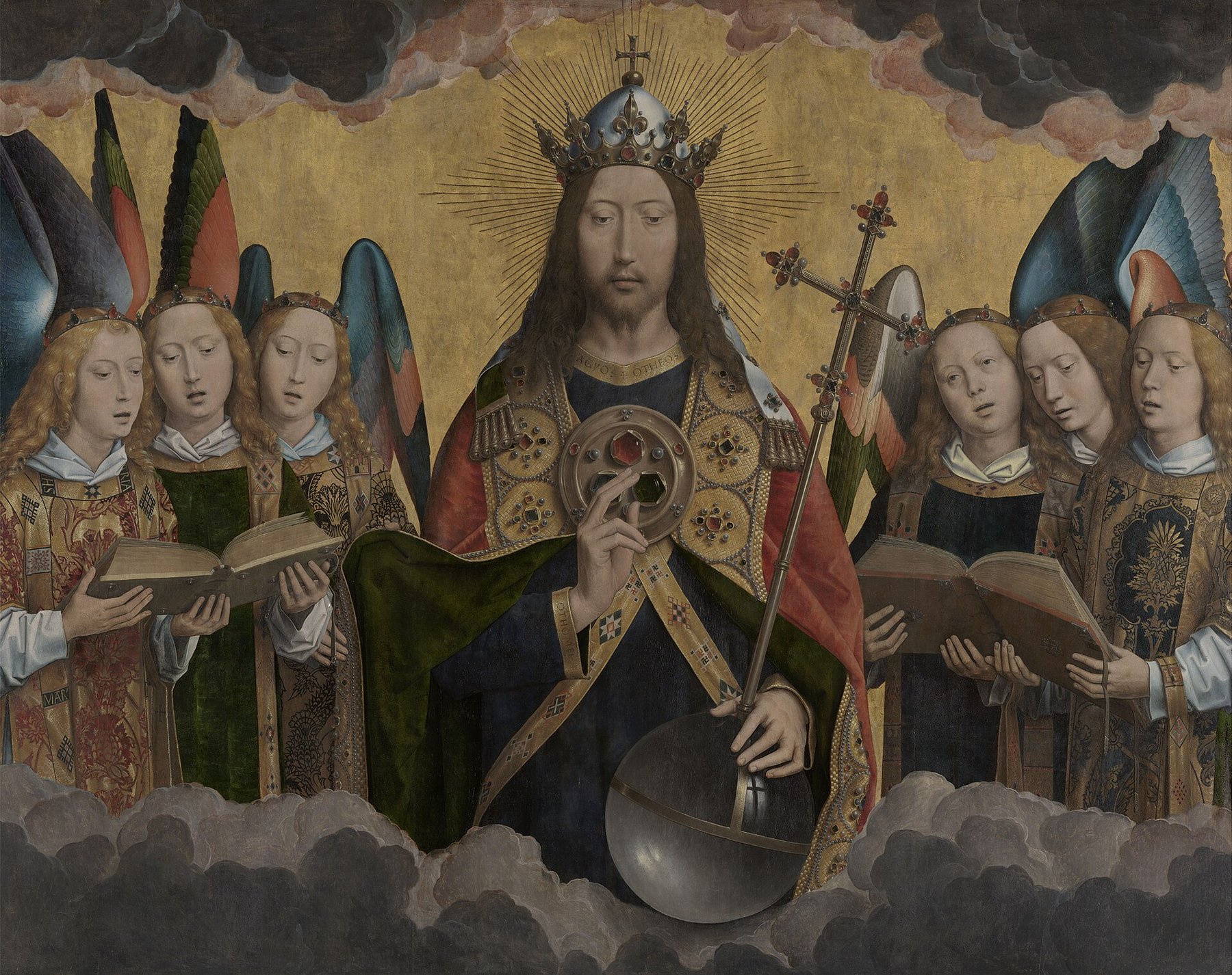 God the Father with Singing and Music-Making Angels (central panel) — Hans Memling