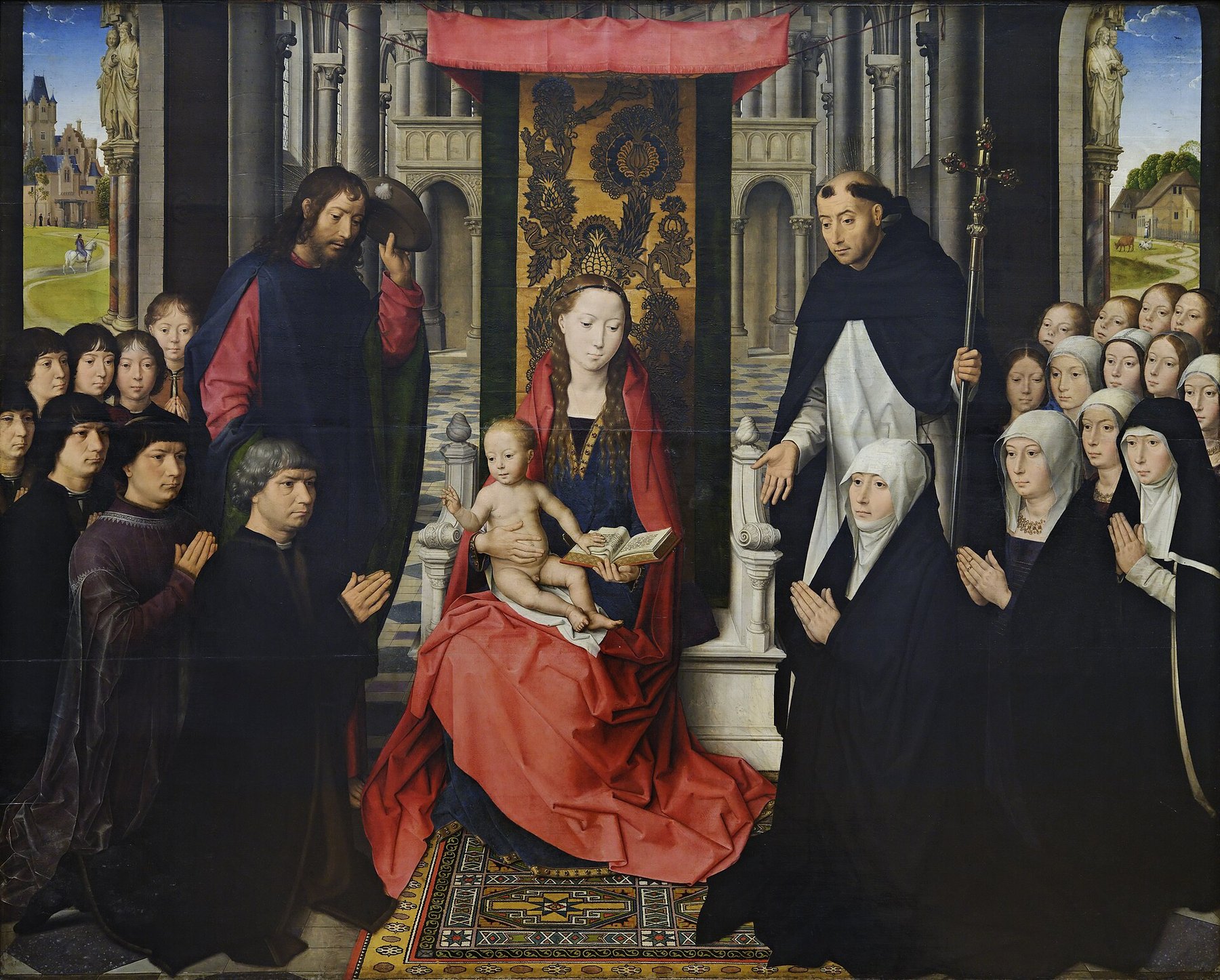 The Virgin and Child between Saint James and Saint Dominic — Hans Memling