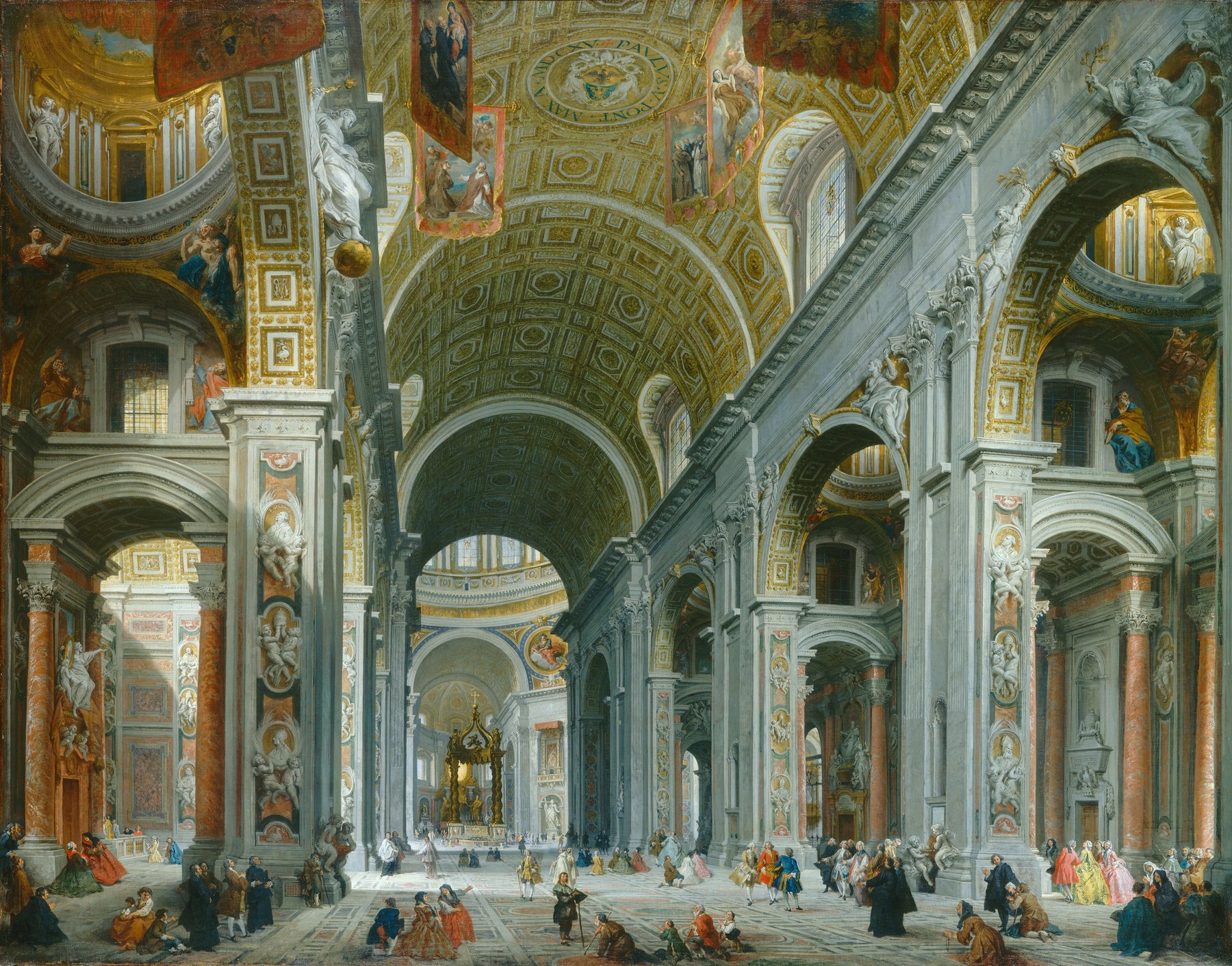 Interior of Saint Peter's, Rome by Giovanni Paolo Panini, c. 1754, National Gallery of Art, Washington