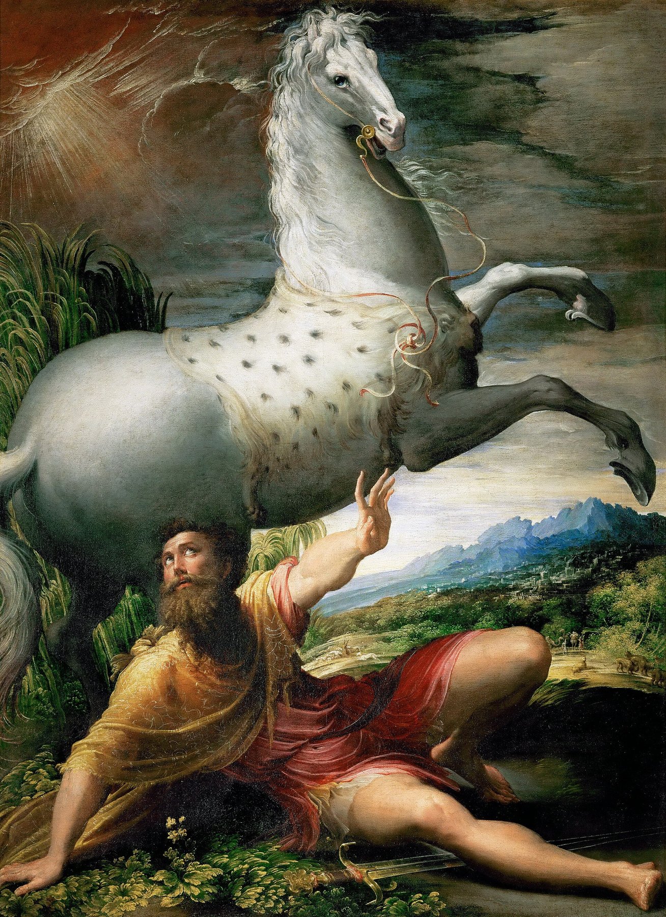 The Conversion of Saint Paul (Paulussturz) by Francesco Mazzola gen. Parmigianino, um 1527/1528, Kunsthistorisches Museum, Gemäldegalerie