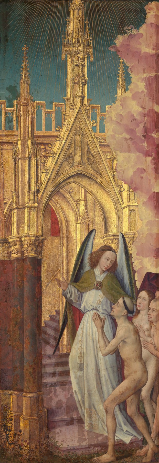 The Last Judgment (Beaune Altarpiece) (far left (Paradise)) — Attributed to Rogier van der Weyden