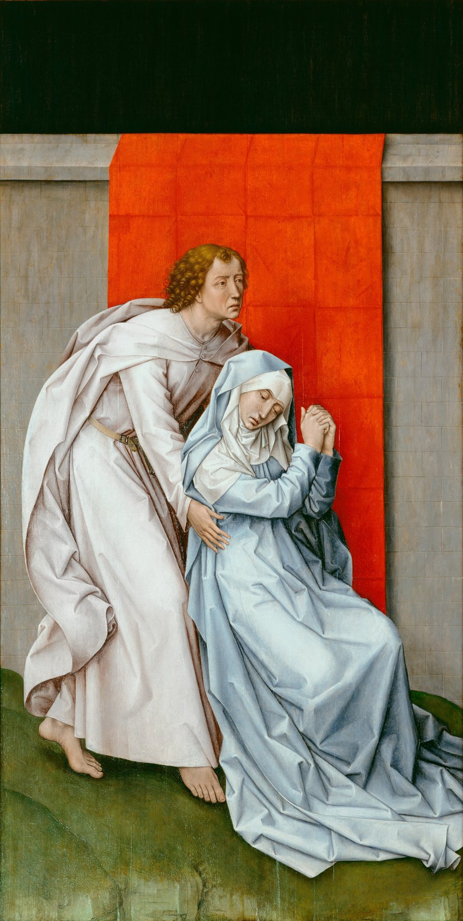 The Crucifixion, with the Virgin and Saint John the Evangelist Mourning (left panel) — Rogier van der Weyden