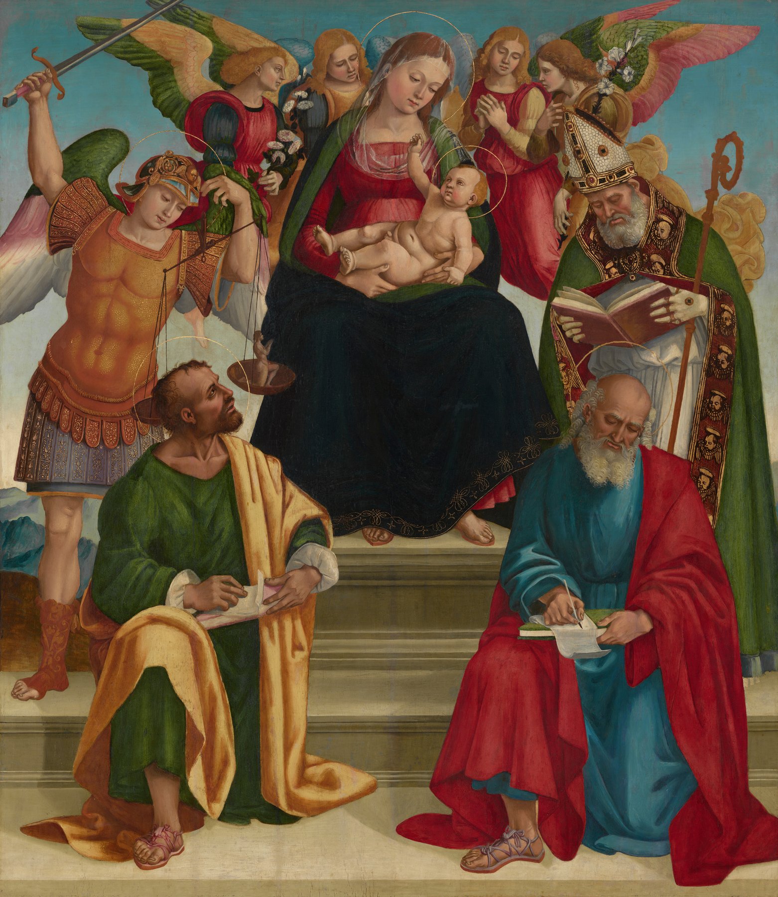 Madonna and Child with Saints and Angels by Luca Signorelli, mid or late 1510s, National Gallery of Art, Washington