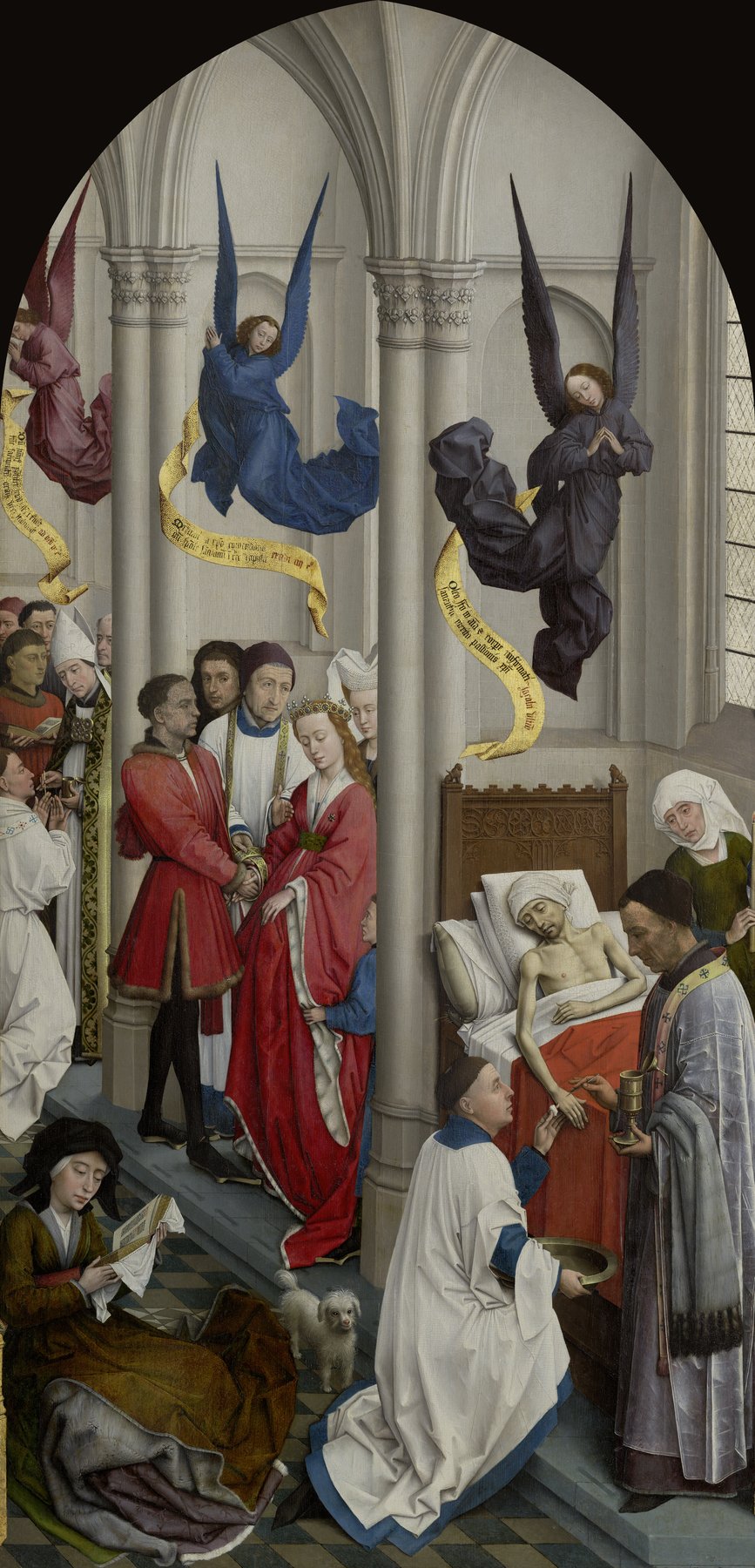 The Seven Sacraments - Ordination, Marriage, Extreme Unction (right wing) — Rogier van der Weyden