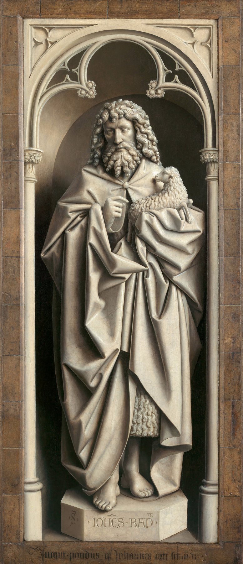 The Ghent Altarpiece, closed (lower 2 (St John the Baptist)) — Hubert and Jan van Eyck