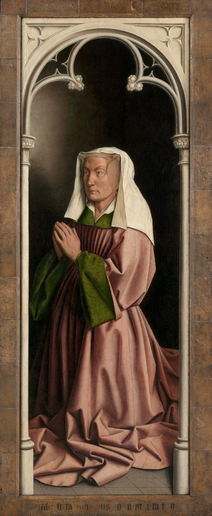 The Ghent Altarpiece, closed (lower 4 (Elisabeth Borluut)) — Hubert and Jan van Eyck