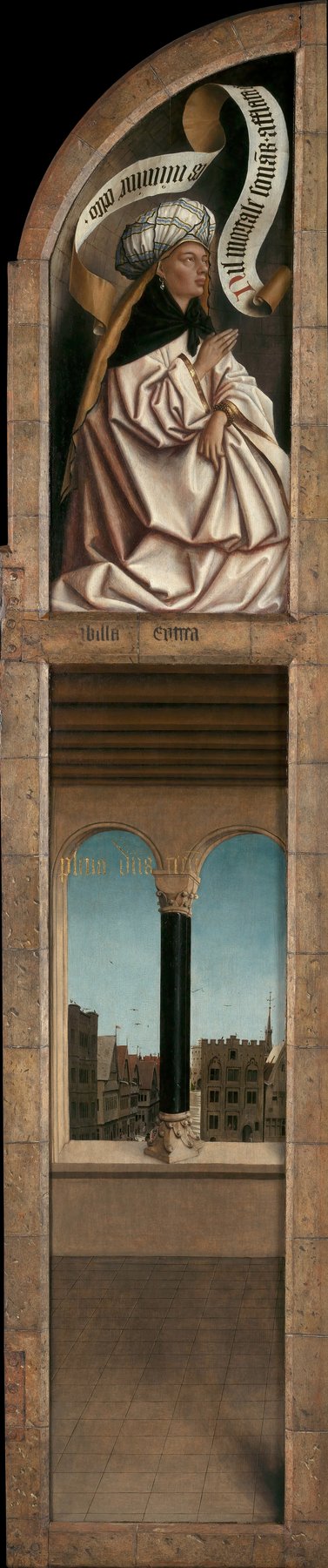 The Ghent Altarpiece, closed (upper centre-left (Erythraean Sibyl / interior)) — Hubert and Jan van Eyck