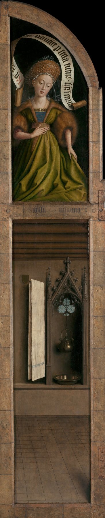 The Ghent Altarpiece, closed (upper centre-right (Cumaean Sibyl / interior)) — Hubert and Jan van Eyck