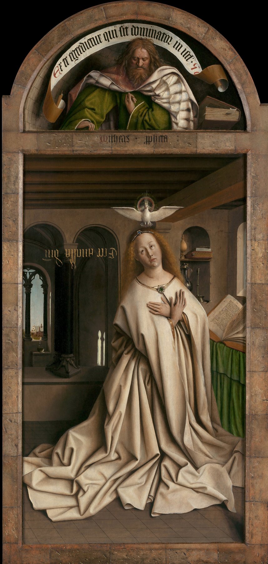The Ghent Altarpiece, closed (upper right (Micah / Virgin Annunciate)) — Hubert and Jan van Eyck
