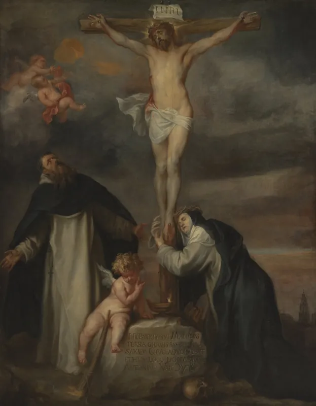 Christ on the Cross with Saints Catherine of Siena and Dominic and an Angel by Anthony van Dyck