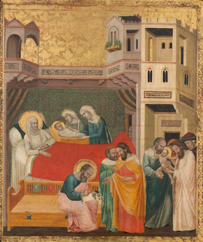 The Birth, Naming, and Circumcision of Saint John the Baptist — Giovanni Baronzio (Italian, active c. 1320–1350)