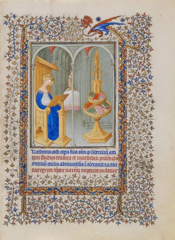 Saint Catherine in her Study — Herman, Paul, and Jean de Limbourg (Franco-Netherlandish, active in France by 1399–1416)
