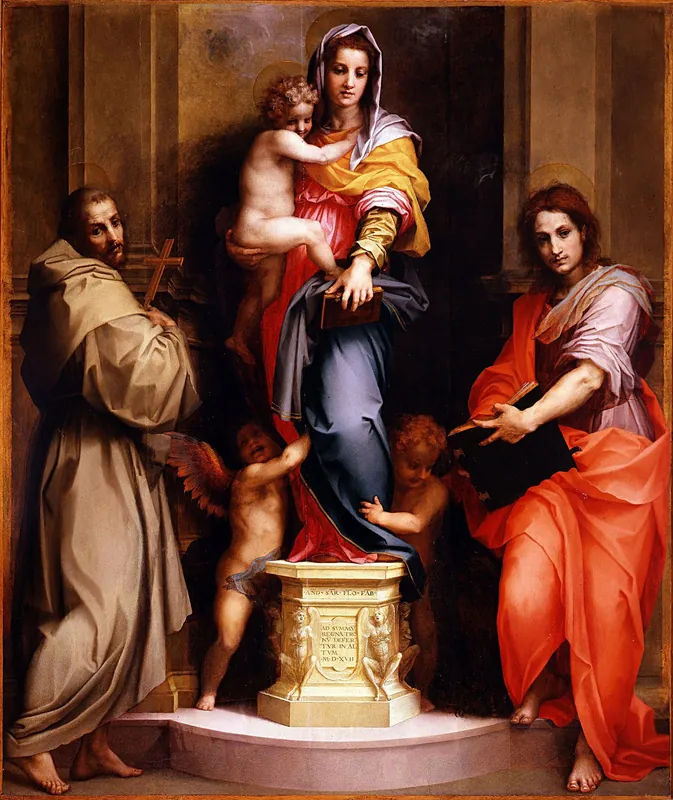 Virgin and Child between St Francis of Assisi and St John the Evangelist ('Madonna of the Harpies') — Andrea d'Agnolo, known as Andrea del Sarto (Florence, 1486 – Florence, 1530)