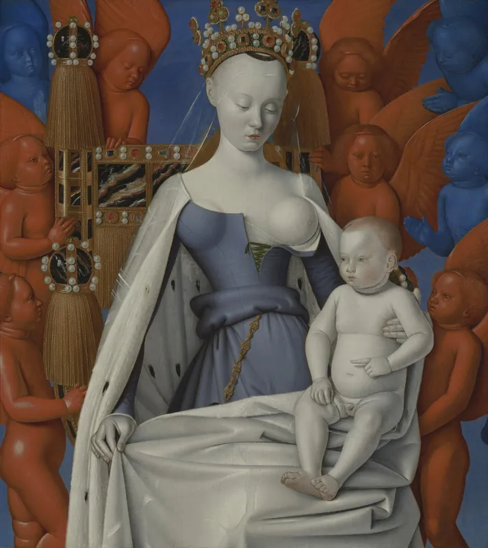 Madonna surrounded by Seraphim and Cherubim (Melun Diptych, right wing) — Jean Fouquet