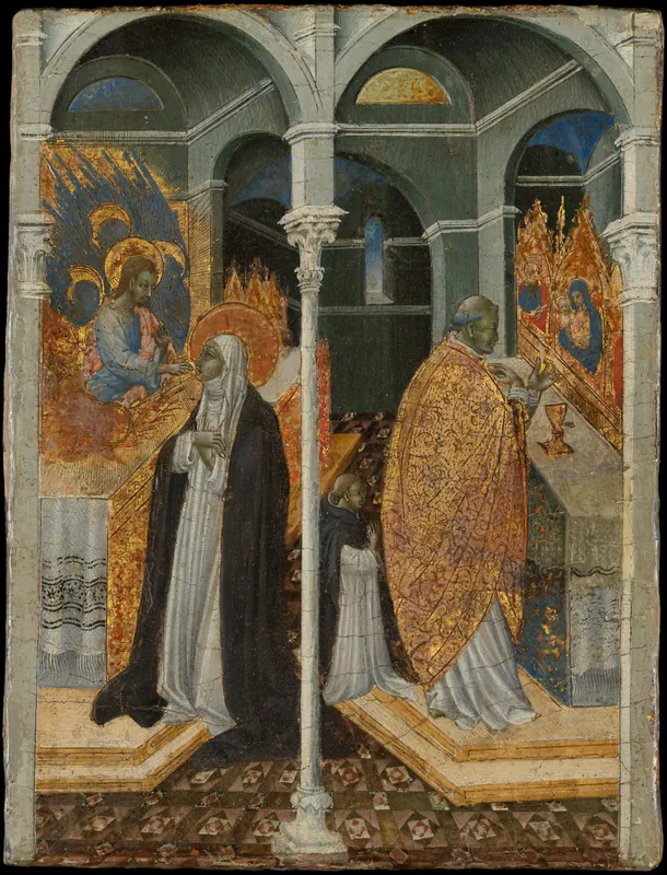 The Miraculous Communion of Saint Catherine of Siena — Giovanni di Paolo (Giovanni di Paolo di Grazia) (Italian, Siena 1398–1482 Siena)