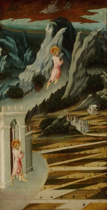 Saint John the Baptist Entering the Wilderness (St John the Baptist altarpiece panels) — Giovanni di Paolo (Italian, 1398–1482)