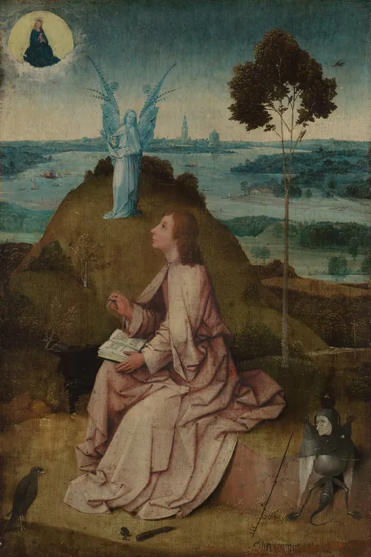 St John the Evangelist on Patmos by Hieronymus Bosch, c. 1495–1500, Gemäldegalerie, Staatliche Museen zu Berlin