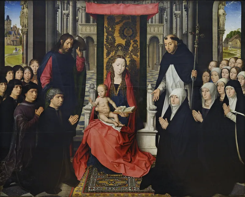 The Virgin and Child between Saint James and Saint Dominic — Hans Memling (Early Netherlandish, c. 1430–1494)
