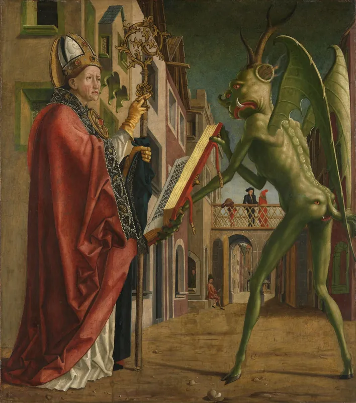 The Devil Presenting Saint Augustine with the Book of Vices by Michael Pacher