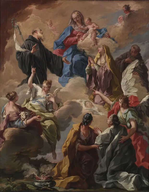 Saints Presenting a Devout Woman to the Virgin and Child — Giovanni Battista Pittoni (Italian, 1687–1767)