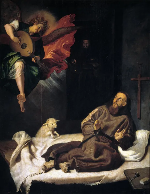 St Francis Comforted by an Angel (San Francisco confortado por un ángel músico) — Francisco Ribalta (Solsona, Lérida, 1565 - Valencia, 1628)