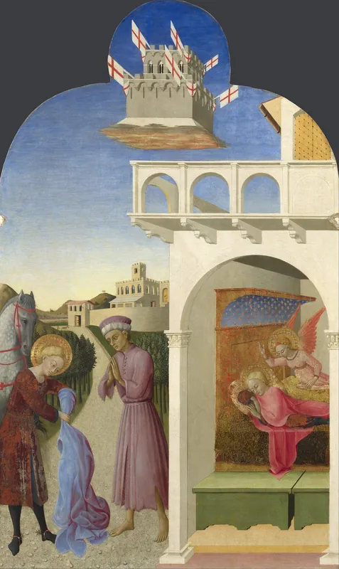 Saint Francis Meets a Knight Poorer than Himself and Saint Francis's Vision of the Founding of the Franciscan Order — Sassetta (active by 1427; died 1450)