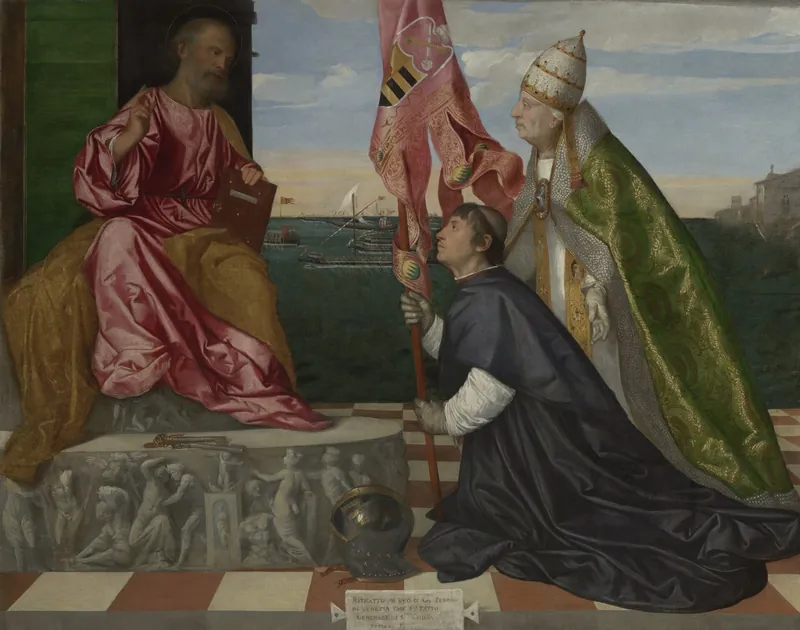 Jacopo Pesaro Presented to Saint Peter by Pope Alexander VI — Titian (Italian, c. 1488–1576)