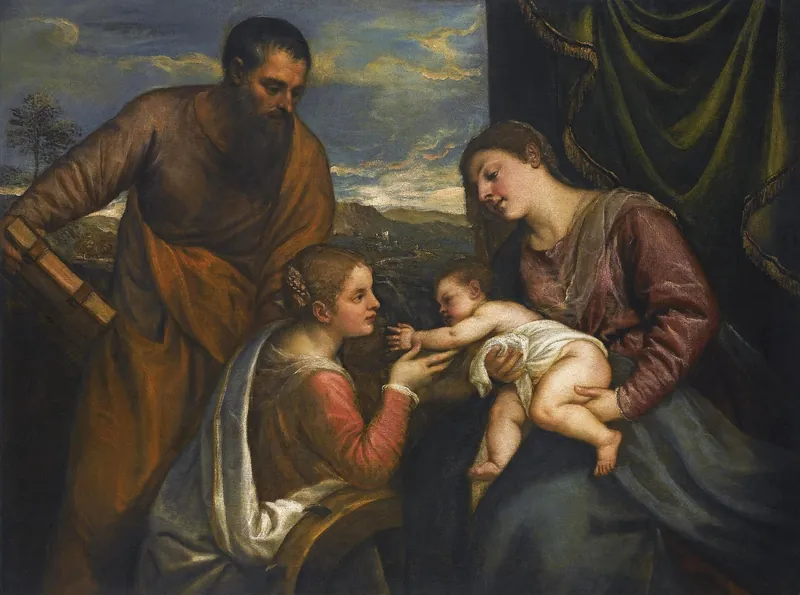 Madonna and Child with Saints Luke and Catherine of Alexandria — Titian (Italian, c. 1488–1576)