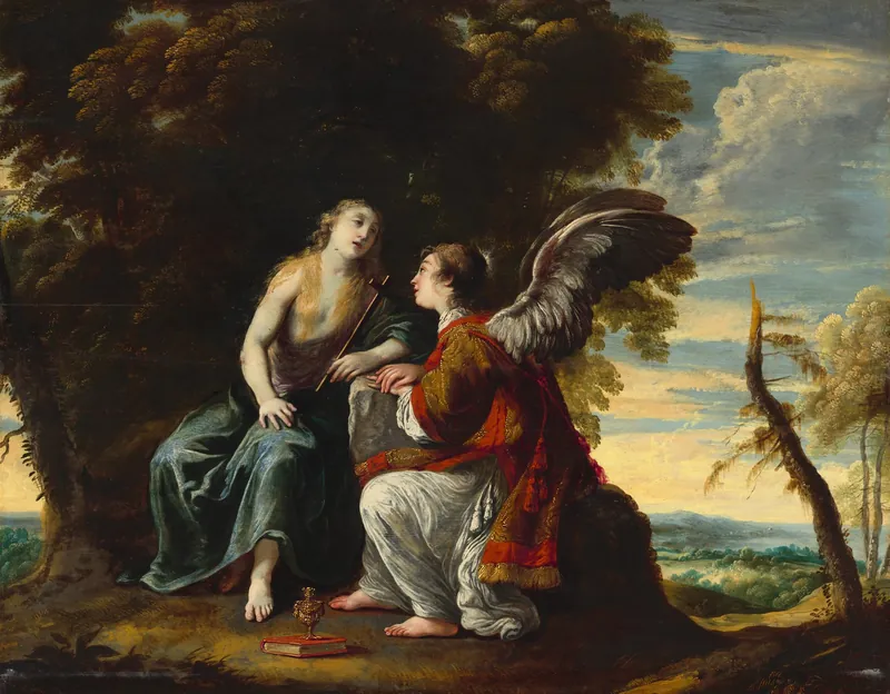 Mary Magdalene Comforted by an Angel — Claude Vignon (French, 1593–1670)